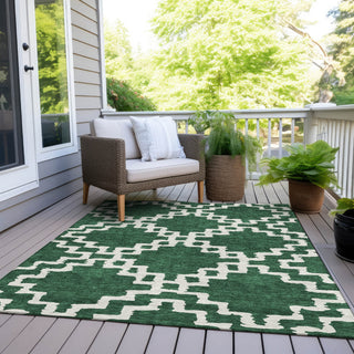 Piper Looms Chantille Diamonds ACN902 Emerald Machine Washable Area Rug Outdoor Lifestyle Image Feature