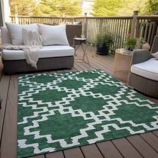 Piper Looms Chantille Diamonds ACN902 Emerald Machine Washable Area Rug Outdoor Lifestyle Image Feature