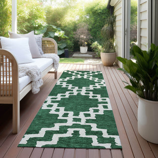 Piper Looms Chantille Diamonds ACN902 Emerald Machine Washable Area Rug Runner Outdoor Lifestyle Image Feature