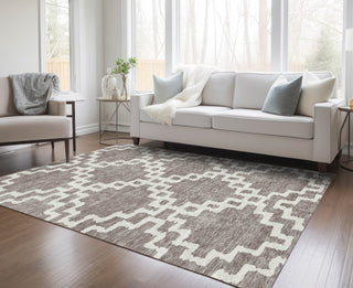 Piper Looms Chantille Diamonds ACN902 Taupe Machine Washable Area Rug Lifestyle Image Feature
