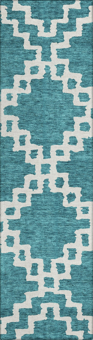Piper Looms Chantille Diamonds ACN902 Teal Machine Washable Area Rug Runner Main Image