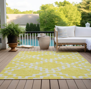 Piper Looms Chantille Diamonds ACN902 Yellow Machine Washable Area Rug Outdoor Lifestyle Image Feature
