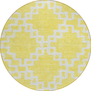 Piper Looms Chantille Diamonds ACN902 Yellow Machine Washable Area Rug Round Main Image