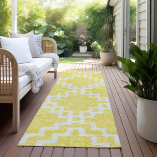 Piper Looms Chantille Diamonds ACN902 Yellow Machine Washable Area Rug Runner Outdoor Lifestyle Image Feature