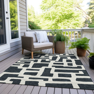 Piper Looms Chantille Lines ACN903 Black Machine Washable Area Rug Outdoor Lifestyle Image Feature