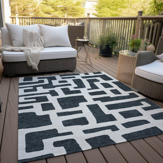 Piper Looms Chantille Lines ACN903 Black Machine Washable Area Rug Outdoor Lifestyle Image Feature