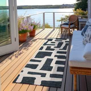 Piper Looms Chantille Lines ACN903 Black Machine Washable Area Rug Runner Outdoor Lifestyle Image Feature