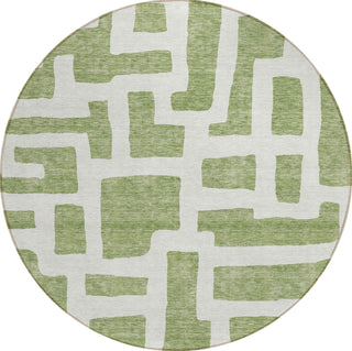 Piper Looms Chantille Lines ACN903 Green Machine Washable Area Rug Round Main Image