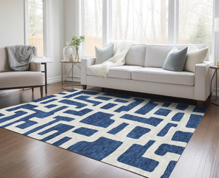 Piper Looms Chantille Lines ACN903 Navy Machine Washable Area Rug Lifestyle Image Feature