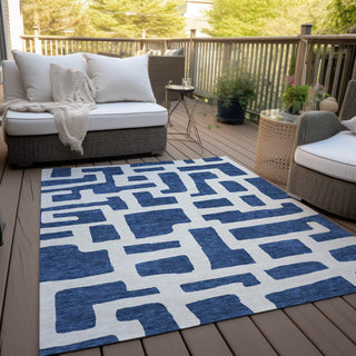 Piper Looms Chantille Lines ACN903 Navy Machine Washable Area Rug Outdoor Lifestyle Image Feature