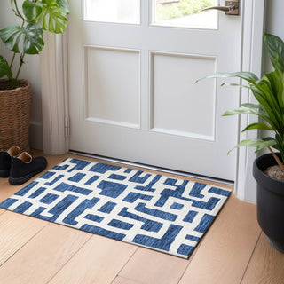 Piper Looms Chantille Lines ACN903 Navy Machine Washable Area Rug Scatter Lifestyle Image Feature