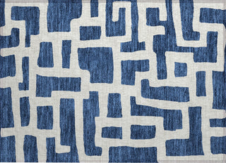Piper Looms Chantille Lines ACN903 Navy Machine Washable Area Rug Scatter Main Image