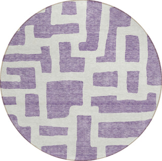 Piper Looms Chantille Lines ACN903 Purple Machine Washable Area Rug Round Main Image