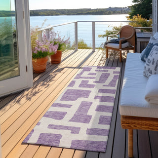 Piper Looms Chantille Lines ACN903 Purple Machine Washable Area Rug Runner Outdoor Lifestyle Image Feature
