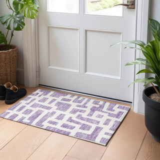 Piper Looms Chantille Lines ACN903 Purple Machine Washable Area Rug Scatter Lifestyle Image Feature