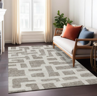 Piper Looms Chantille Lines ACN903 Taupe Machine Washable Area Rug Lifestyle Image Feature