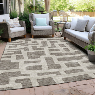Piper Looms Chantille Lines ACN903 Taupe Machine Washable Area Rug Outdoor Lifestyle Image Feature