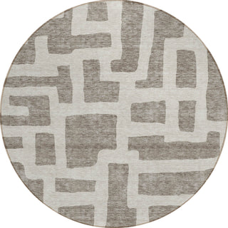 Piper Looms Chantille Lines ACN903 Taupe Machine Washable Area Rug Round Main Image