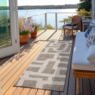 Piper Looms Chantille Lines ACN903 Taupe Machine Washable Area Rug Runner Outdoor Lifestyle Image Feature
