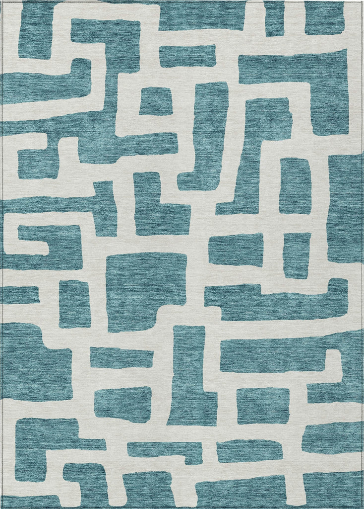 Piper Looms Chantille Lines ACN903 Teal Machine Washable Area Rug main image