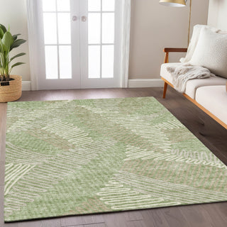 Piper Looms Chantille Floral ACN904 Aloe Machine Washable Area Rug Lifestyle Image Feature