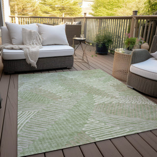 Piper Looms Chantille Floral ACN904 Aloe Machine Washable Area Rug Outdoor Lifestyle Image Feature