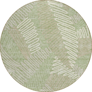 Piper Looms Chantille Floral ACN904 Aloe Machine Washable Area Rug Round Main Image