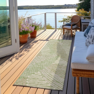Piper Looms Chantille Floral ACN904 Aloe Machine Washable Area Rug Runner Outdoor Lifestyle Image Feature