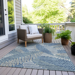 Piper Looms Chantille Floral ACN904 Blue Machine Washable Area Rug Outdoor Lifestyle Image Feature