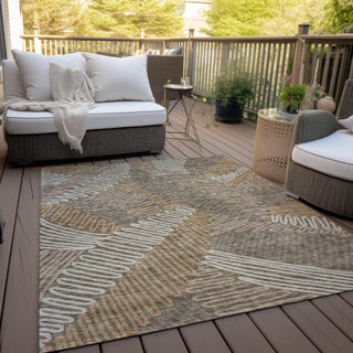 Piper Looms Chantille Floral ACN904 Brown Machine Washable Area Rug Outdoor Lifestyle Image Feature