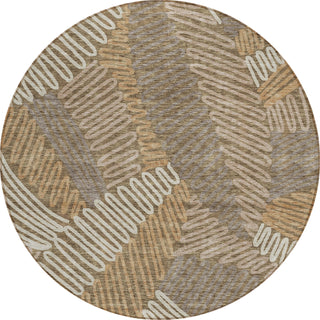 Piper Looms Chantille Floral ACN904 Brown Machine Washable Area Rug Round Main Image