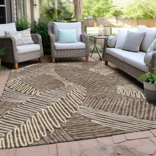 Piper Looms Chantille Floral ACN904 Chocolate Machine Washable Area Rug Outdoor Lifestyle Image Feature