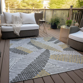 Piper Looms Chantille Floral ACN904 Gray Machine Washable Area Rug Outdoor Lifestyle Image Feature