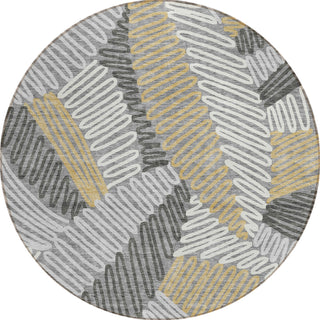 Piper Looms Chantille Floral ACN904 Gray Machine Washable Area Rug Round Main Image