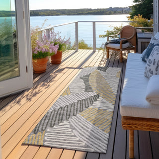 Piper Looms Chantille Floral ACN904 Gray Machine Washable Area Rug Runner Outdoor Lifestyle Image Feature
