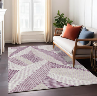 Piper Looms Chantille Floral ACN904 Lavender Machine Washable Area Rug Lifestyle Image Feature