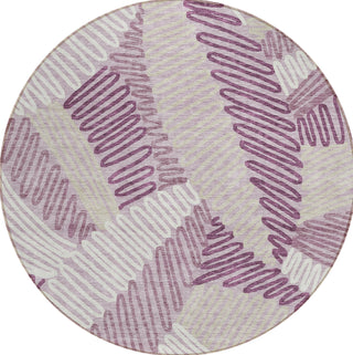 Piper Looms Chantille Floral ACN904 Lavender Machine Washable Area Rug Round Main Image