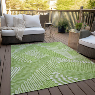 Piper Looms Chantille Floral ACN904 Lime Machine Washable Area Rug Outdoor Lifestyle Image Feature