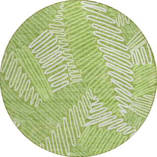 Piper Looms Chantille Floral ACN904 Lime Machine Washable Area Rug Round Main Image