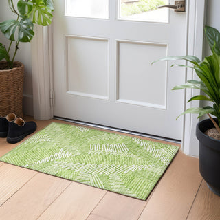 Piper Looms Chantille Floral ACN904 Lime Machine Washable Area Rug Scatter Lifestyle Image Feature