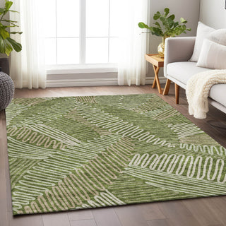 Piper Looms Chantille Floral ACN904 Olive Machine Washable Area Rug Lifestyle Image Feature
