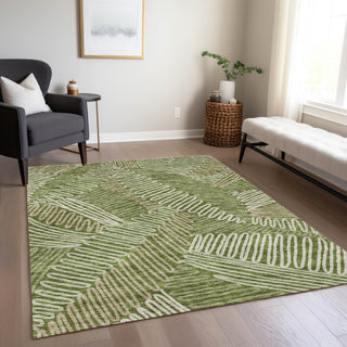 Piper Looms Chantille Floral ACN904 Olive Machine Washable Area Rug Lifestyle Image Feature