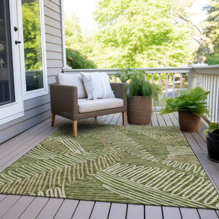 Piper Looms Chantille Floral ACN904 Olive Machine Washable Area Rug Outdoor Lifestyle Image Feature