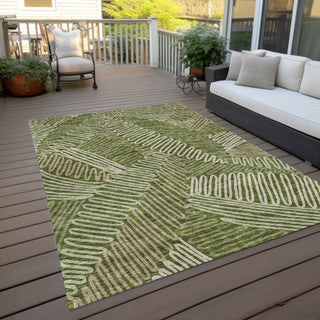 Piper Looms Chantille Floral ACN904 Olive Machine Washable Area Rug Outdoor Lifestyle Image Feature