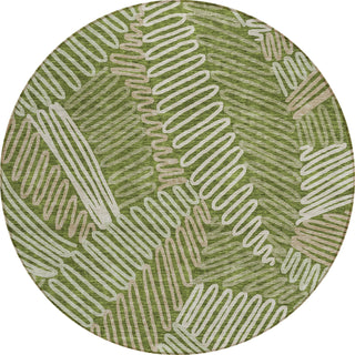 Piper Looms Chantille Floral ACN904 Olive Machine Washable Area Rug Round Main Image