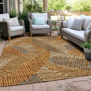 Piper Looms Chantille Floral ACN904 Paprika Machine Washable Area Rug Outdoor Lifestyle Image Feature