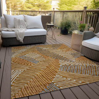 Piper Looms Chantille Floral ACN904 Paprika Machine Washable Area Rug Outdoor Lifestyle Image Feature