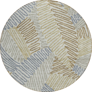 Piper Looms Chantille Floral ACN904 Taupe Machine Washable Area Rug Round Main Image