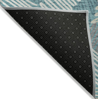 Piper Looms Chantille Floral ACN904 Teal Machine Washable Area Rug Backing Image