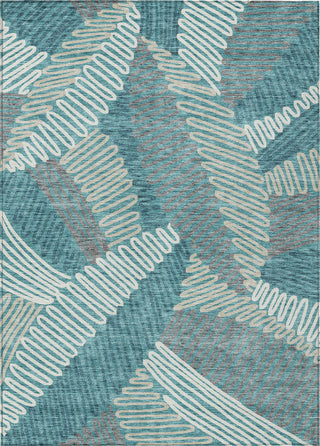 Piper Looms Chantille Floral ACN904 Teal Machine Washable Area Rug main image